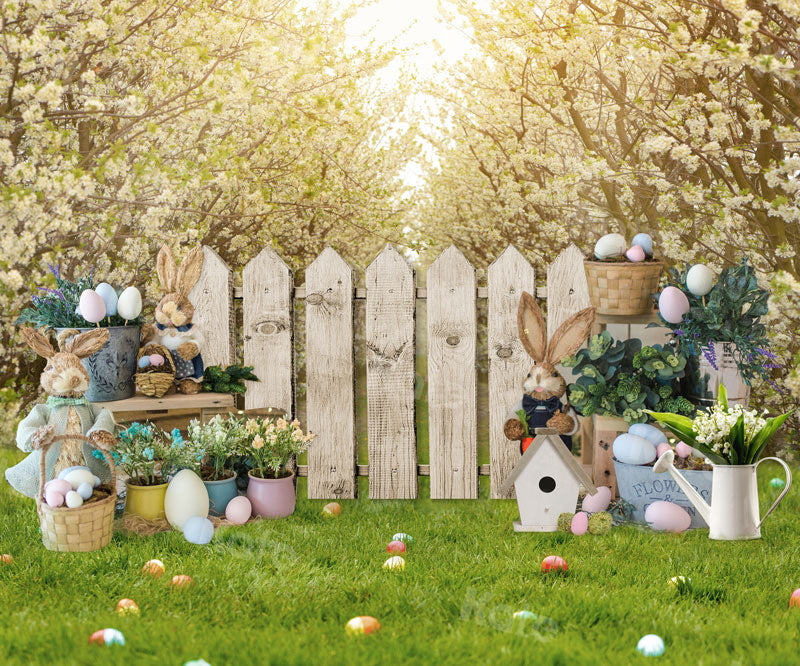 Kate Jardin Prairie Lapin Printemps Pâques Toile de fond pour la photographie - Kate Backdrop FR