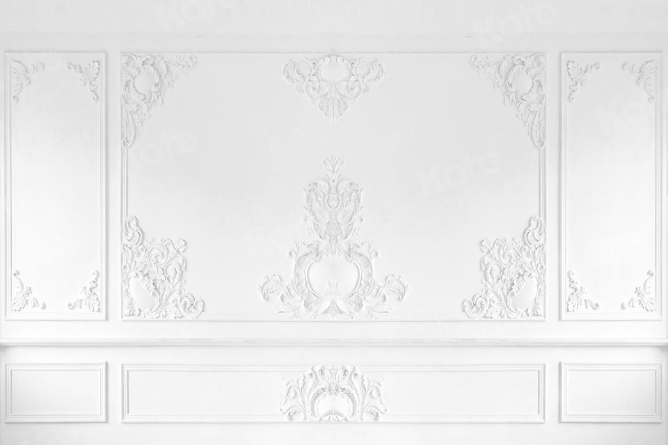 Kate Murale Texturé Fleurs Rétro Blanc Mariage Toile de fond pour la photographie - Kate Backdrop FR