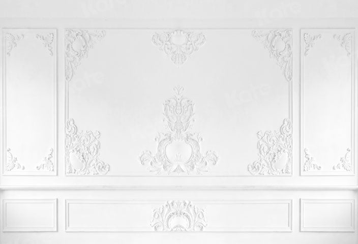 Kate Murale Texturé Fleurs Rétro Blanc Mariage Toile de fond pour la photographie - Kate Backdrop FR