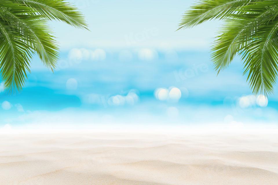 Kate Plage Été Feuilles de cocotier Mer Bokeh Toile de fond pour la photographie - Kate Backdrop FR