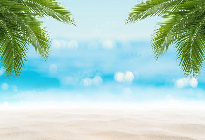 Kate Plage Été Feuilles de cocotier Mer Bokeh Toile de fond pour la photographie - Kate Backdrop FR