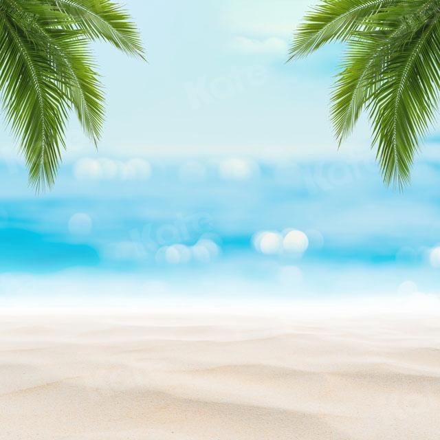 Kate Plage Été Feuilles de cocotier Mer Bokeh Toile de fond pour la photographie - Kate Backdrop FR