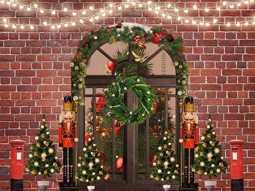 Katebackdrop鎷㈡綖Kate Christmas Trees Santa Workshop Brick Wall Backdrop for Photography Designed by JFCC