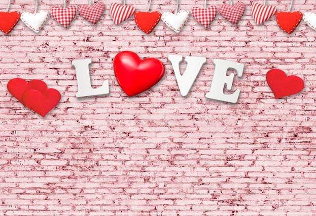 Kate Mur de briques Amour Saint-Valentin Rouge Toile de fond pour la photographie - Kate Backdrop FR