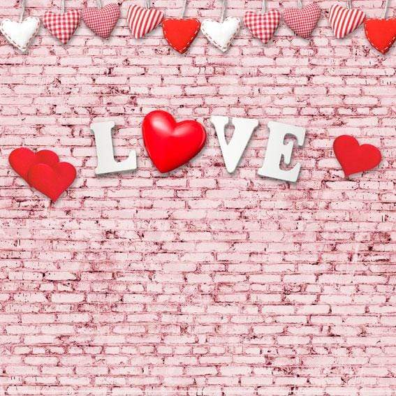 Kate Mur de briques Amour Saint-Valentin Rouge Toile de fond pour la photographie - Kate Backdrop FR