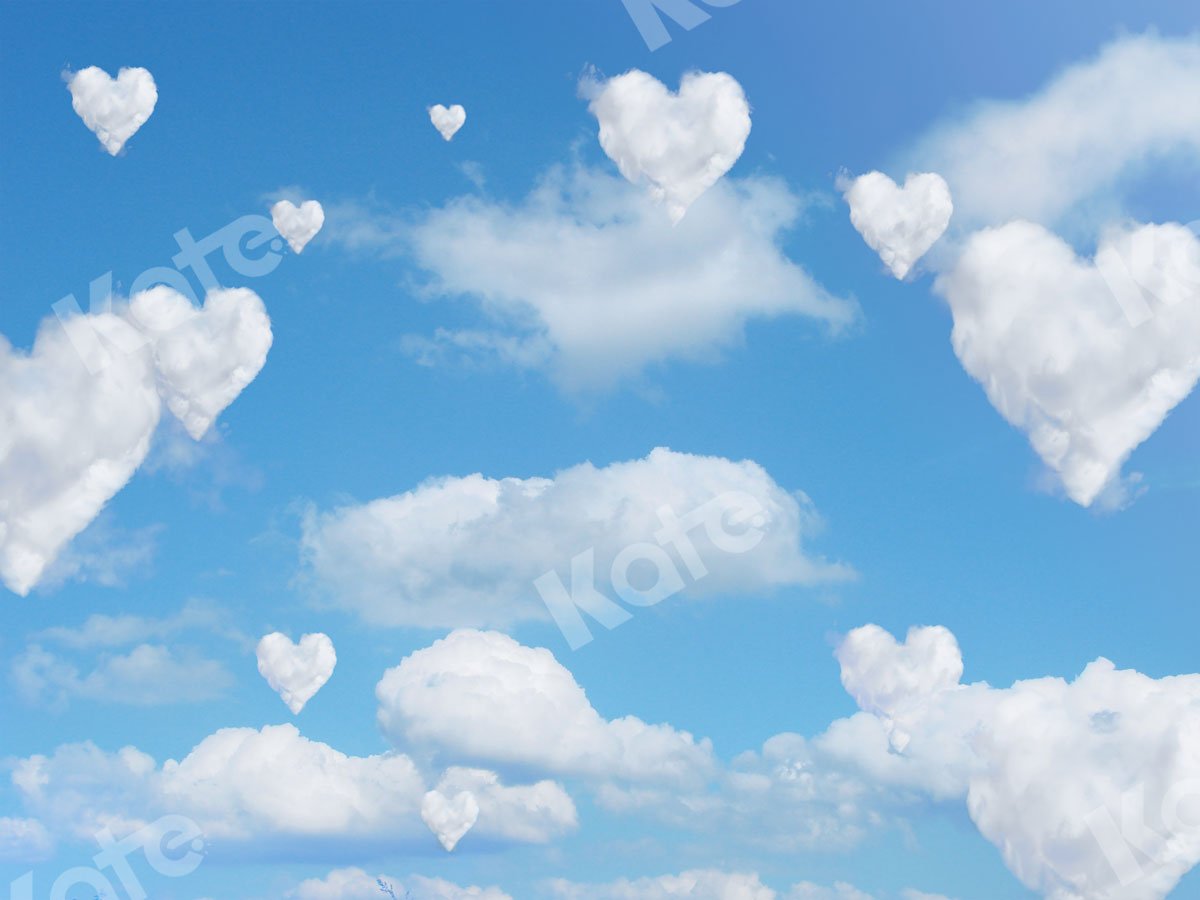 Kate Nuages Amour Ciel Bleu La Saint-Valentin Toile de fond pour la photographie - Kate Backdrop FR