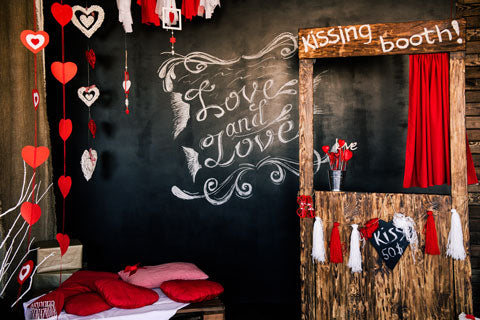 Kate Cabine de baisers Saint Valentin Rouge Noir Toile de fond pour la photographie - Kate Backdrop FR
