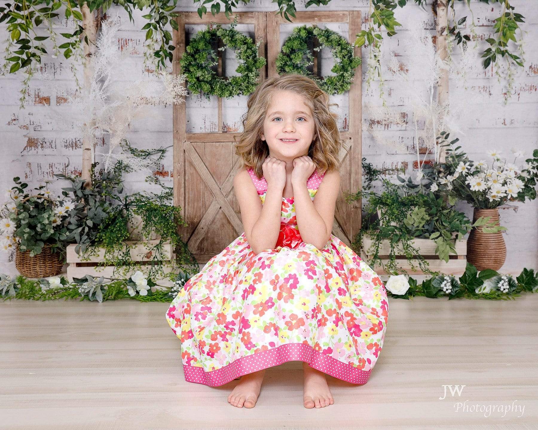 Katebackdrop£ºKate Spring Green Plants Barn Door Backdrop Designed by Jia Chan Photography