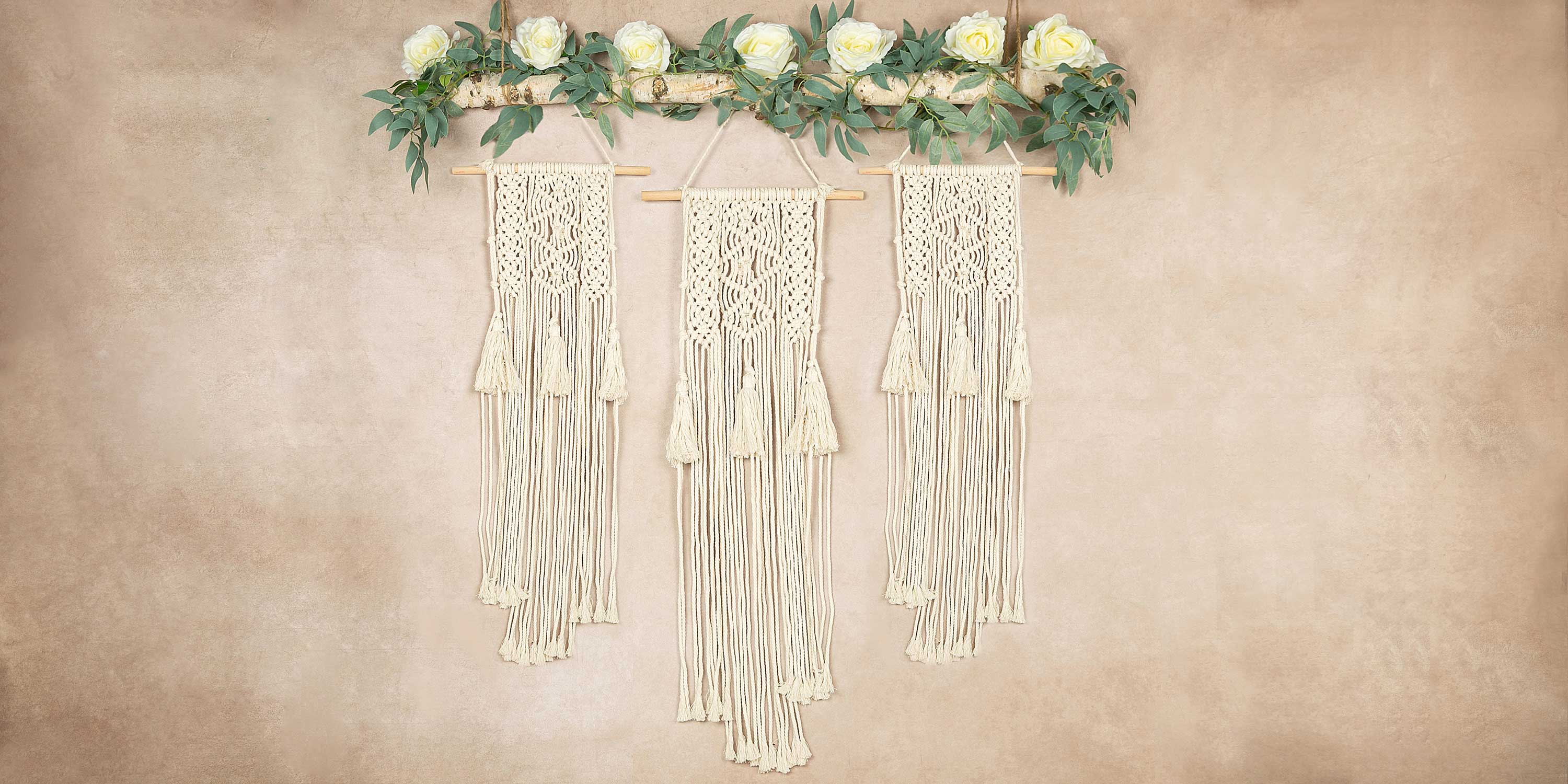 Kate Printemps Fête des mères Macramé Boho Beige Toile de fond conçu par Jia Chan Photographie - Kate Backdrop FR