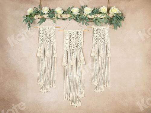 Katebackdrop鎷㈡綖Kate Spring\Mother's Day Macrame Boho Floral Beige Backdrop Designed by Jia Chan Photography