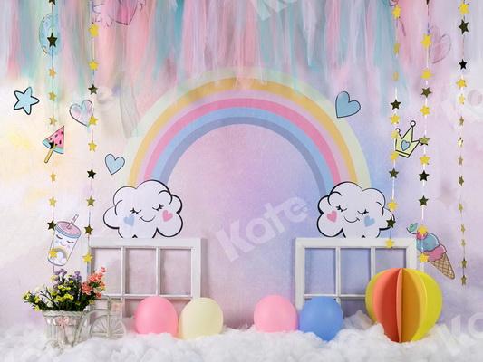Kate Arc-en-ciel Étoiles Nuage Cake Smash Toile de fond conçu par Jia Chan Photographie