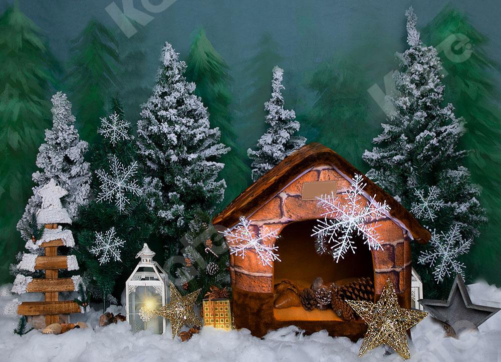 Kate Sapins de Noël Mini-maison Forêt Toile de fond Conçu par Emetselch - Kate Backdrop FR