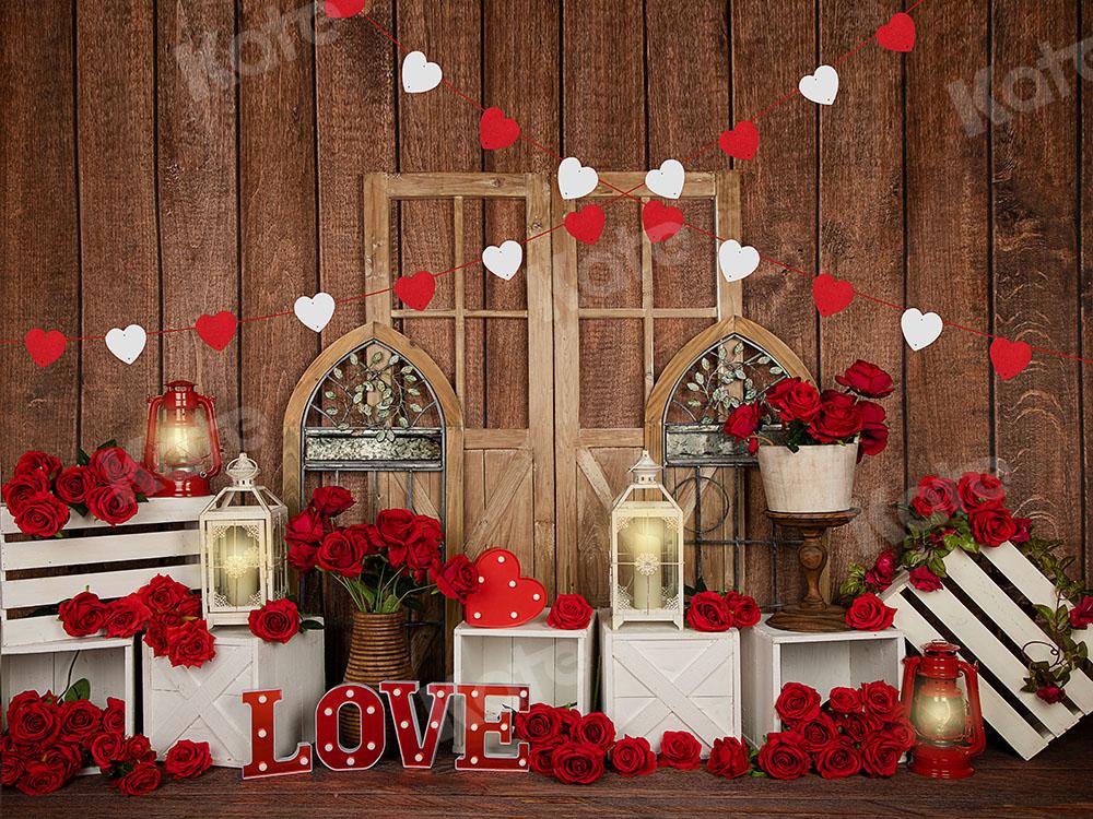 Kate Roses Amour Saint-Valentin Mur en bois Toile de fond conçu par Emetselch - Kate Backdrop FR
