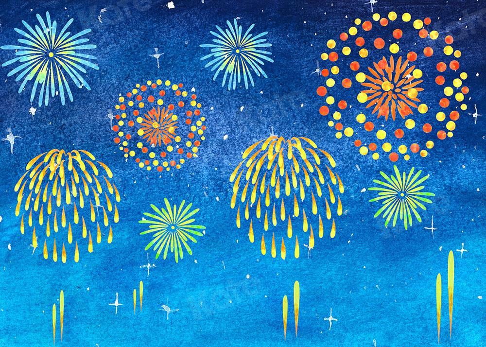 Kate Feu d'artifice Bonne année Bleu Toile de fond conçue par GQ - Kate Backdrop FR