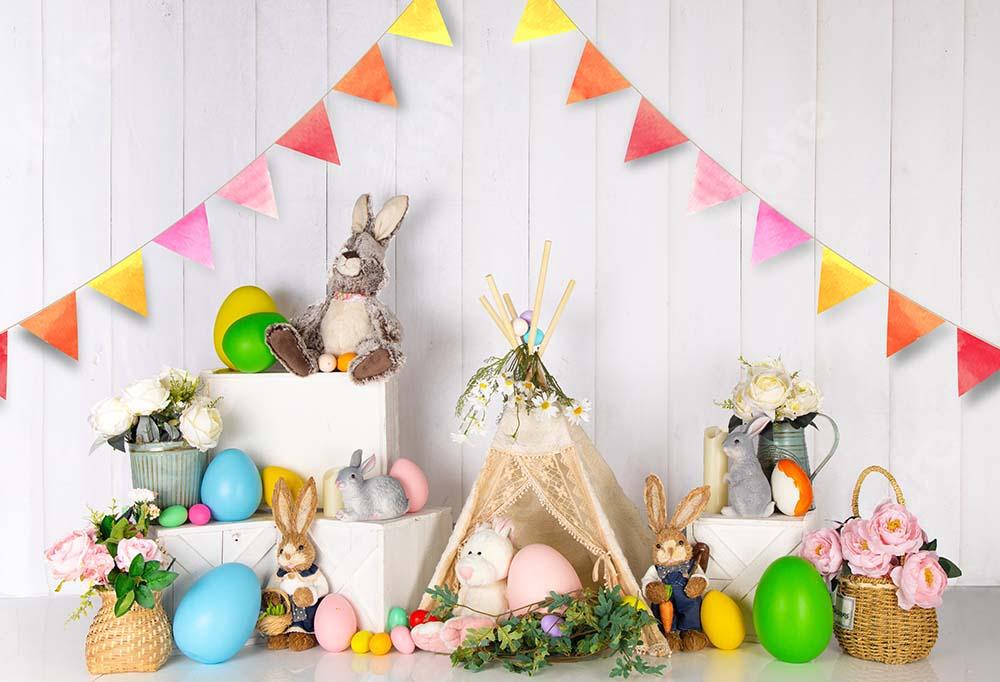 Kate Tente Lapin Oeufs Pâques Coloré Toile de fond conçue par Emetselch - Kate Backdrop FR
