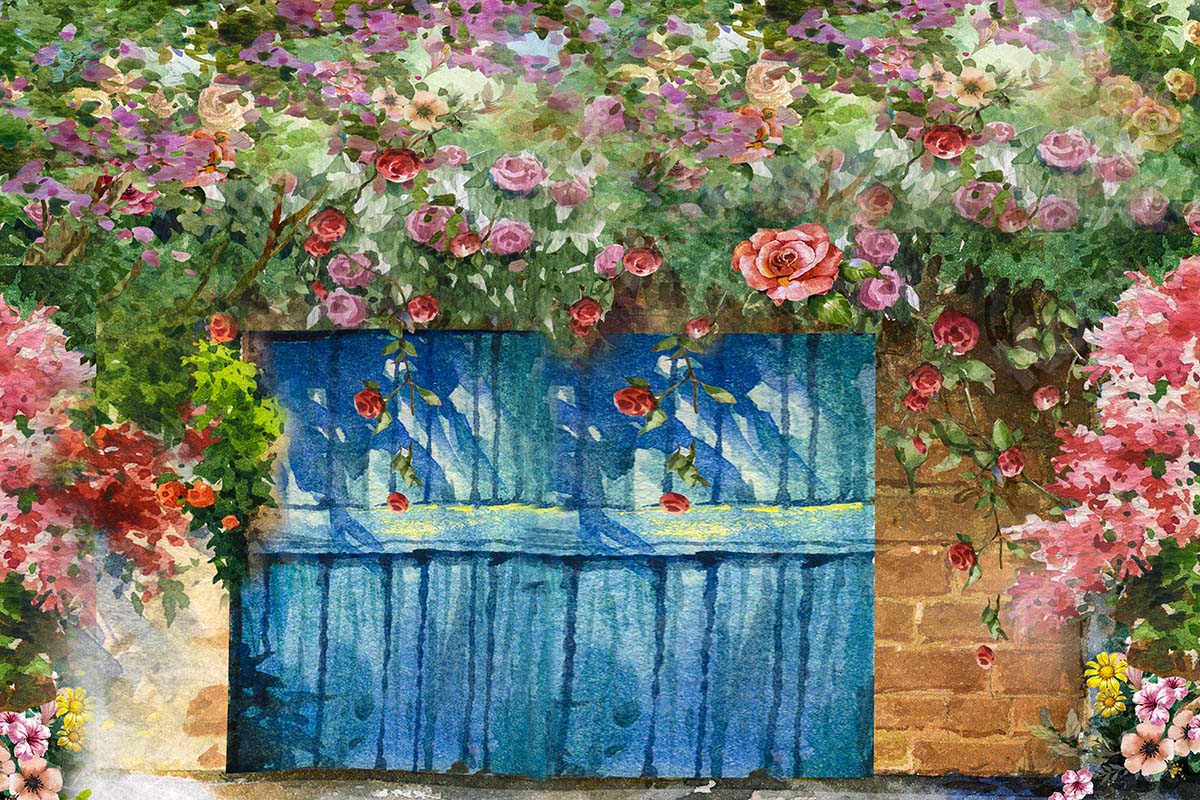 Kate Printemps Peinture à l'huile Jardin Porte Toile de fond pour la photographie - Kate Backdrop FR