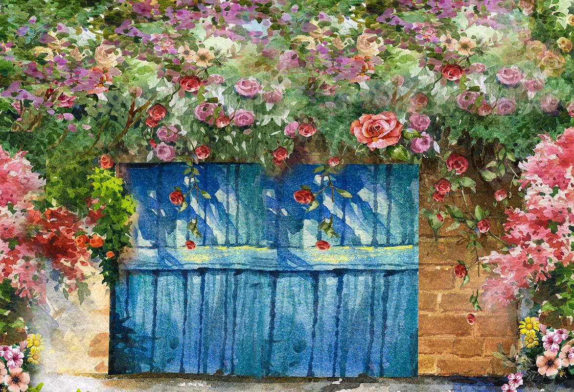 Kate Printemps Peinture à l'huile Jardin Porte Toile de fond pour la photographie - Kate Backdrop FR
