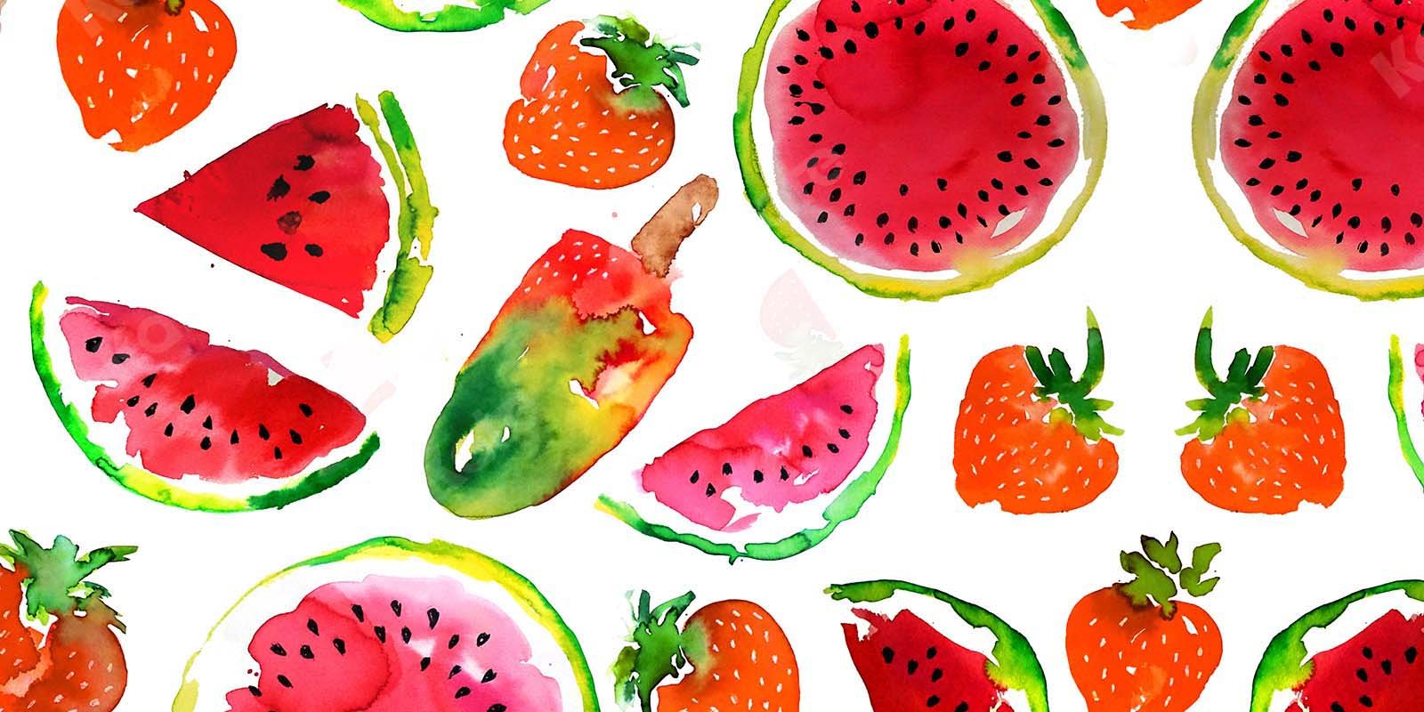 Kate Été Crème glacée Fraise Pastèque Toile de fond conçue par GQ - Kate Backdrop FR