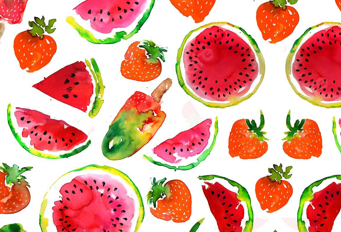 Kate Été Crème glacée Fraise Pastèque Toile de fond conçue par GQ - Kate Backdrop FR