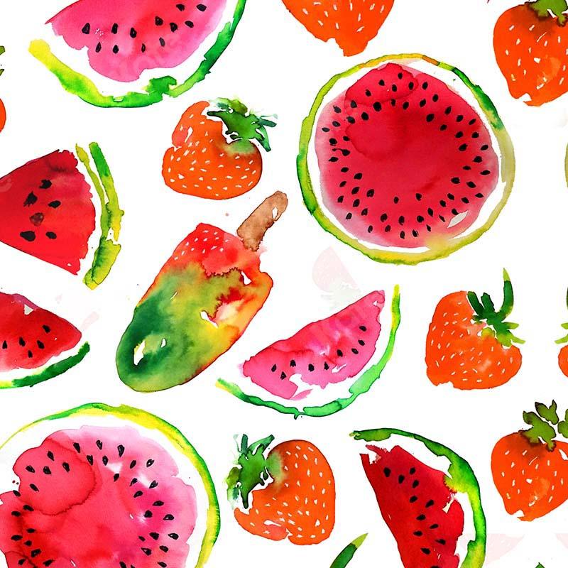 Kate Été Crème glacée Fraise Pastèque Toile de fond conçue par GQ - Kate Backdrop FR