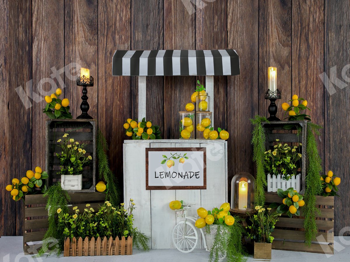 Kate Stand de limonade Été Mur en bois Toile de fond conçue par Jia Chan Photographie - Kate Backdrop FR