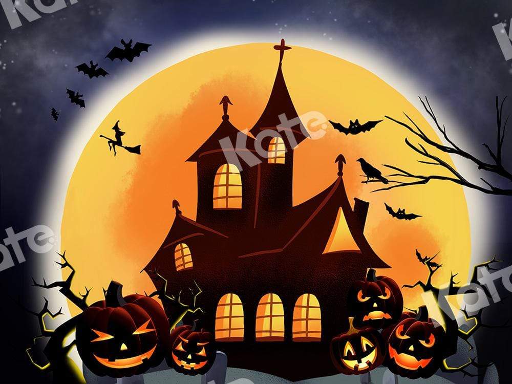 Kate Halloween Citrouilles Sorcière Maison Toile de fond conçue par Chain Photographie - Kate Backdrop FR