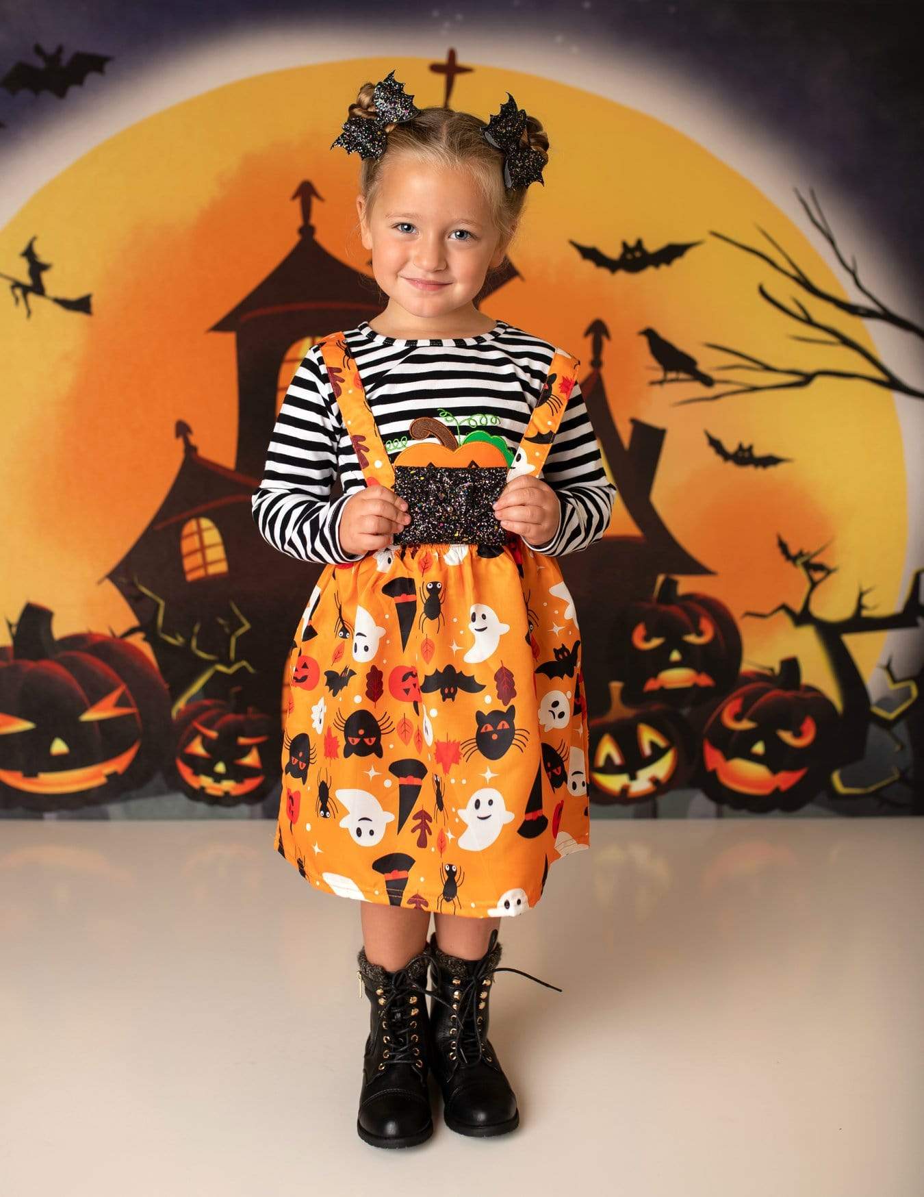 Kate Halloween Citrouilles Sorcière Maison Toile de fond conçue par Chain Photographie - Kate Backdrop FR