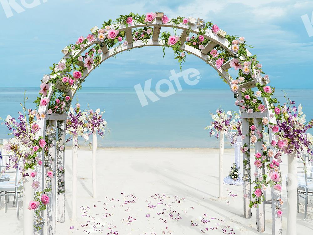 Kate Mariage Fleurs Mer Plage Arche Toile de fond conçue par Chain Photographie - Kate Backdrop FR