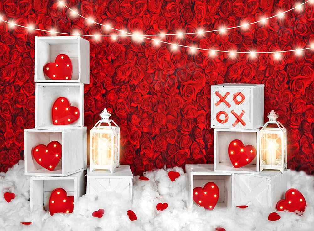 Kate Xoxo Mur de roses Saint-Valentin Rouge Toile de fond conçu par Kate Image - Kate Backdrop FR