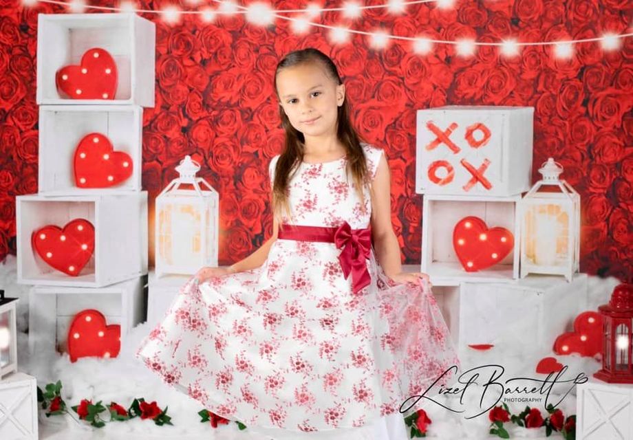 Kate Xoxo Mur de roses Saint-Valentin Rouge Toile de fond conçu par Kate Image - Kate Backdrop FR