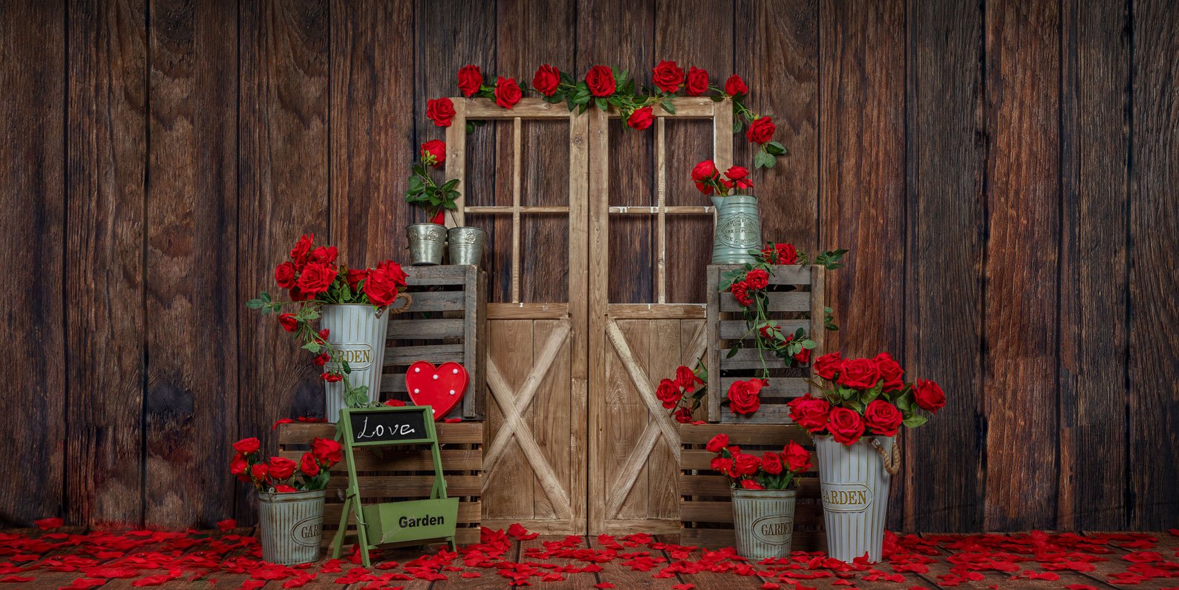 Kate Porte en bois Roses La Saint-Valentin Toile de fond conçue par Emetselch - Kate Backdrop FR