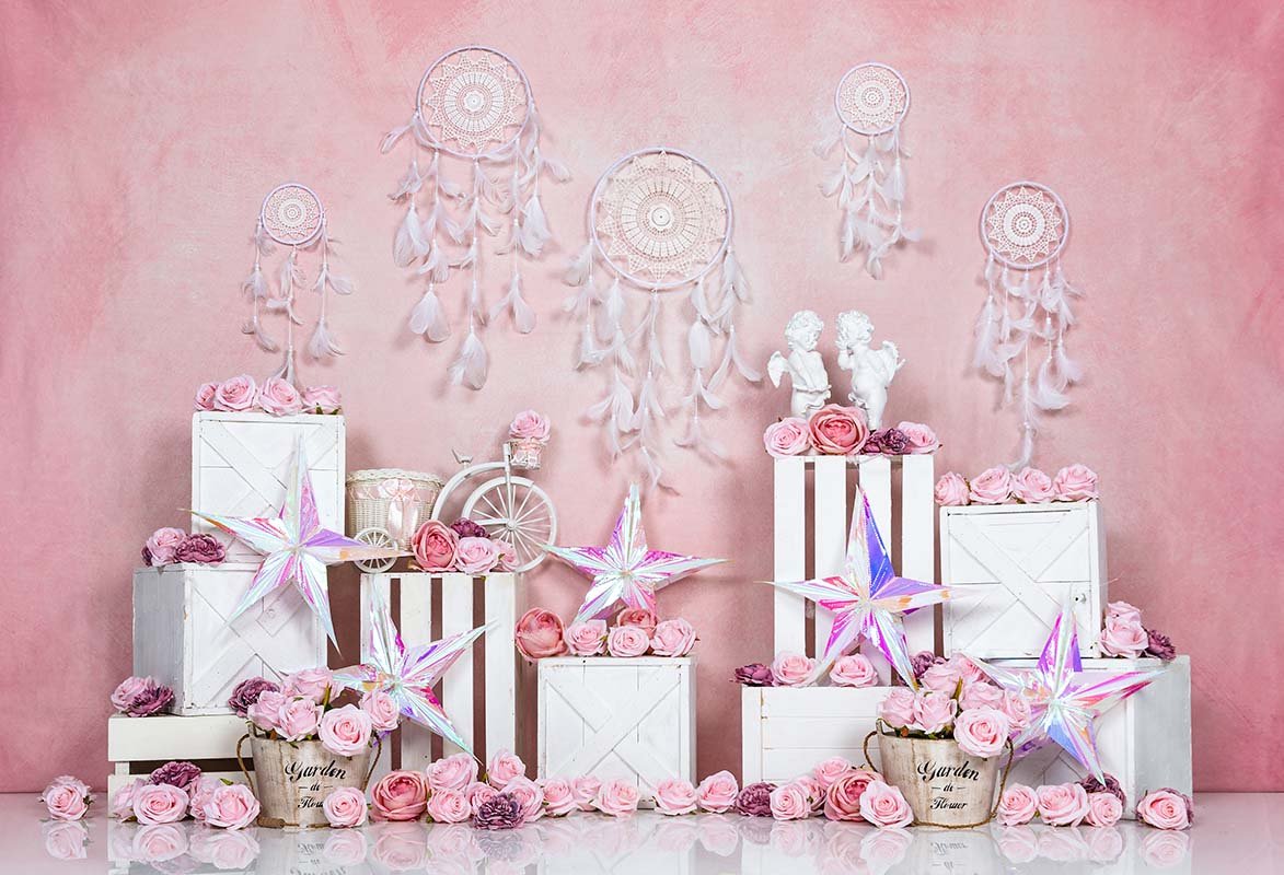 Kate Boho Rose Printemps Saint-Valentin Toile de fond conçue par Emetselch - Kate Backdrop FR