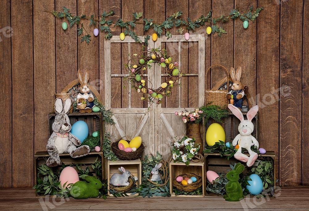 Kate Porte en bois Oeuf Lapin Pâques Toile de fond conçu par Emetselch - Kate Backdrop FR