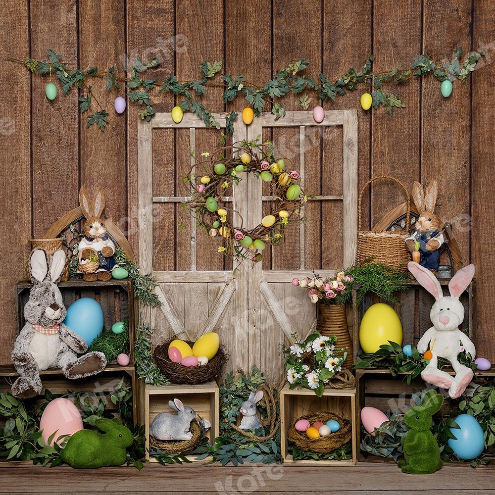Kate Porte en bois Oeuf Lapin Pâques Toile de fond conçu par Emetselch - Kate Backdrop FR