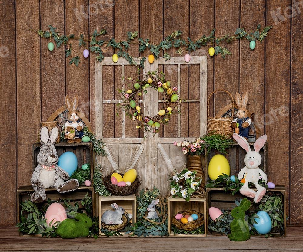 Kate Porte en bois Oeuf Lapin Pâques Toile de fond conçu par Emetselch - Kate Backdrop FR