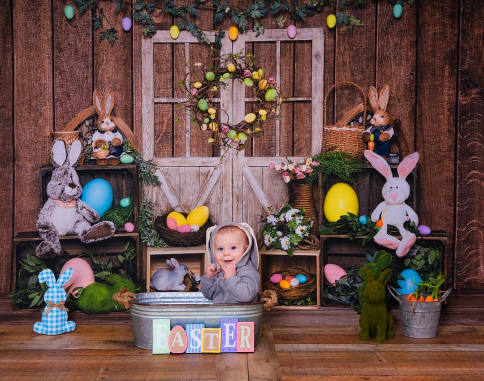 Kate Porte en bois Oeuf Lapin Pâques Toile de fond conçu par Emetselch - Kate Backdrop FR