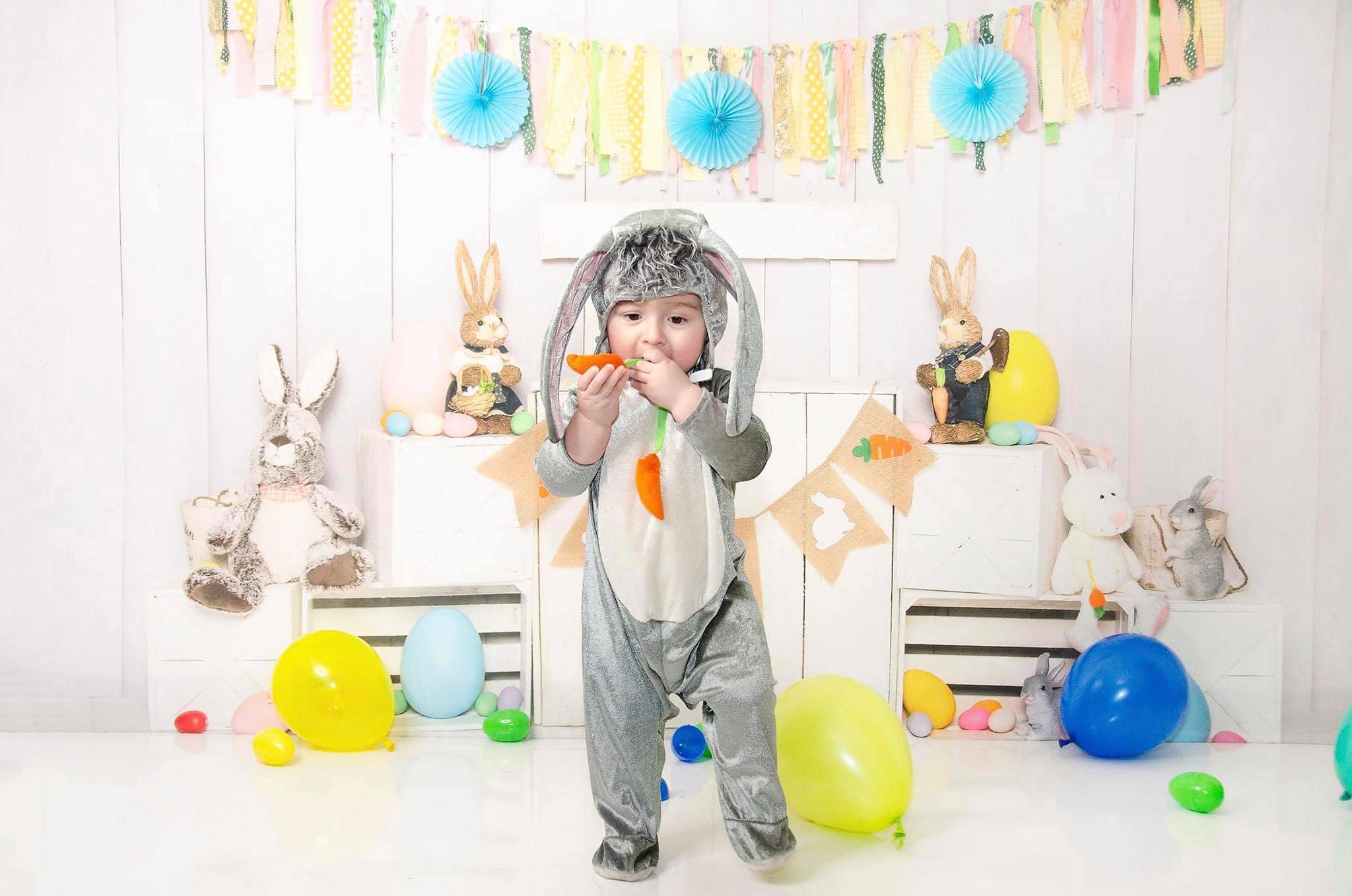 Kate Blanc Oeuf Lapin Pâques Bois Toile de fond conçue par Emetselch - Kate Backdrop FR