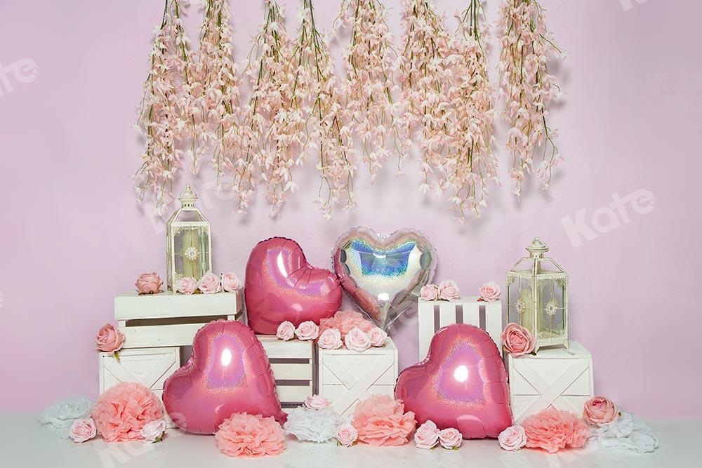 Kate Printemps Coeur Rose Saint-Valentin Toile de fond conçue par Emetselch - Kate Backdrop FR
