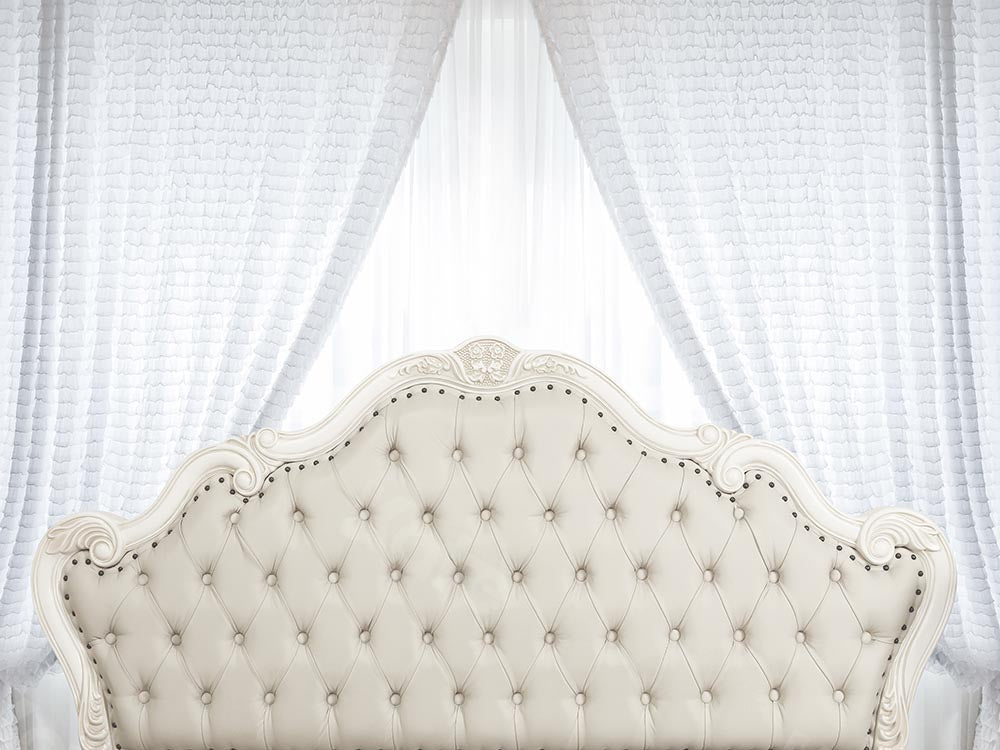 Kate Tête de lit Chambre Blanc Simple Rideau Toile de fond pour la photographie - Kate Backdrop FR