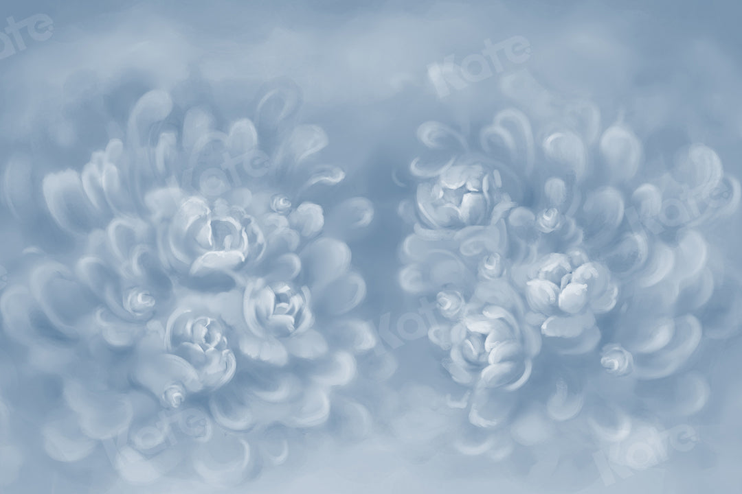 Kate Texture Fleurs bleues-grises Beaux-arts Toile de fond conçue par GQ - Kate Backdrop FR