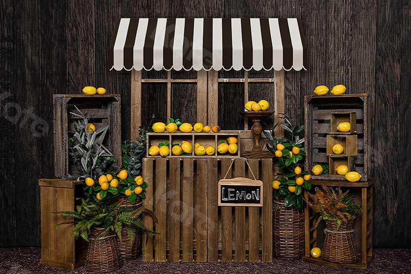 Kate Mur en bois Stand de citron Été Toile de fond conçu par Emetselch - Kate Backdrop FR