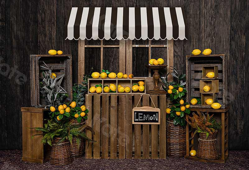 Kate Mur en bois Stand de citron Été Toile de fond conçu par Emetselch - Kate Backdrop FR