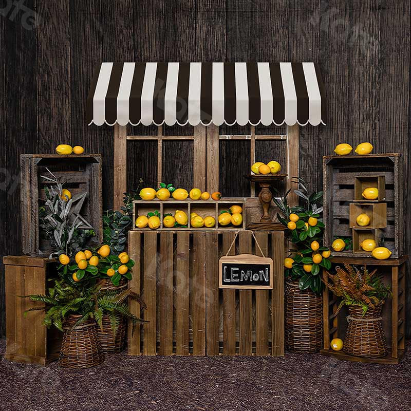 Kate Mur en bois Stand de citron Été Toile de fond conçu par Emetselch - Kate Backdrop FR