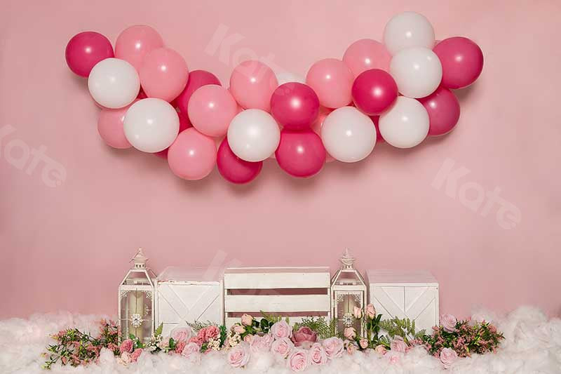 Kate Cake smash Fleurs Ballon Rose Enfant Toile de fond conçue par Emetselch - Kate Backdrop FR
