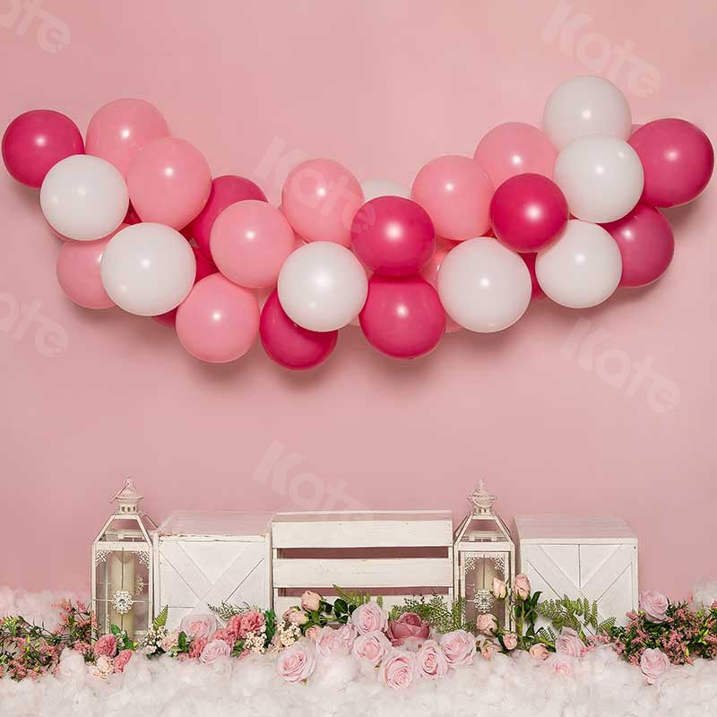 Kate Cake smash Fleurs Ballon Rose Enfant Toile de fond conçue par Emetselch - Kate Backdrop FR