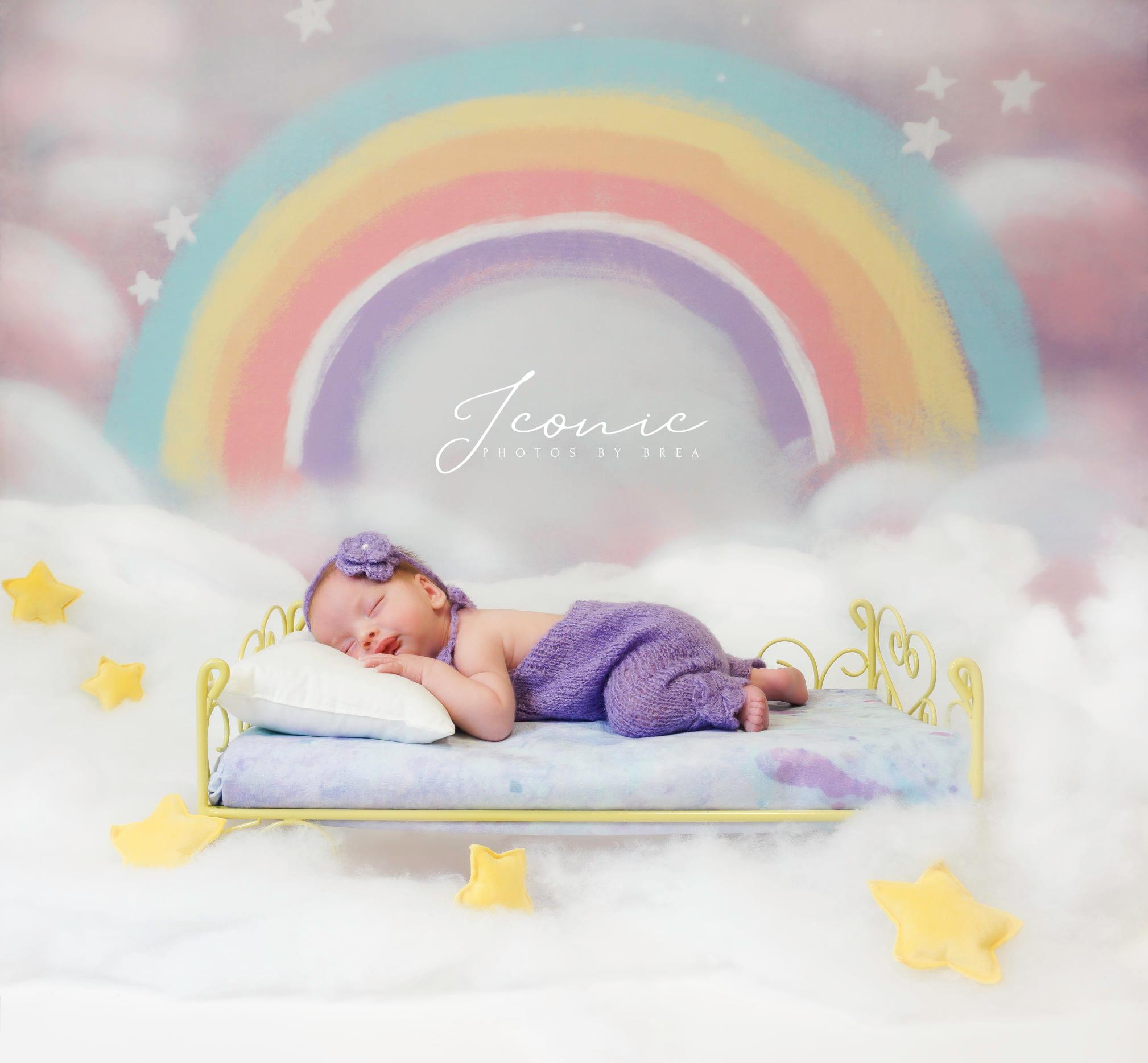 Kate Arc-en-ciel Cake smash Nuages Enfant Toile de fond conçue par GQ - Kate Backdrop FR