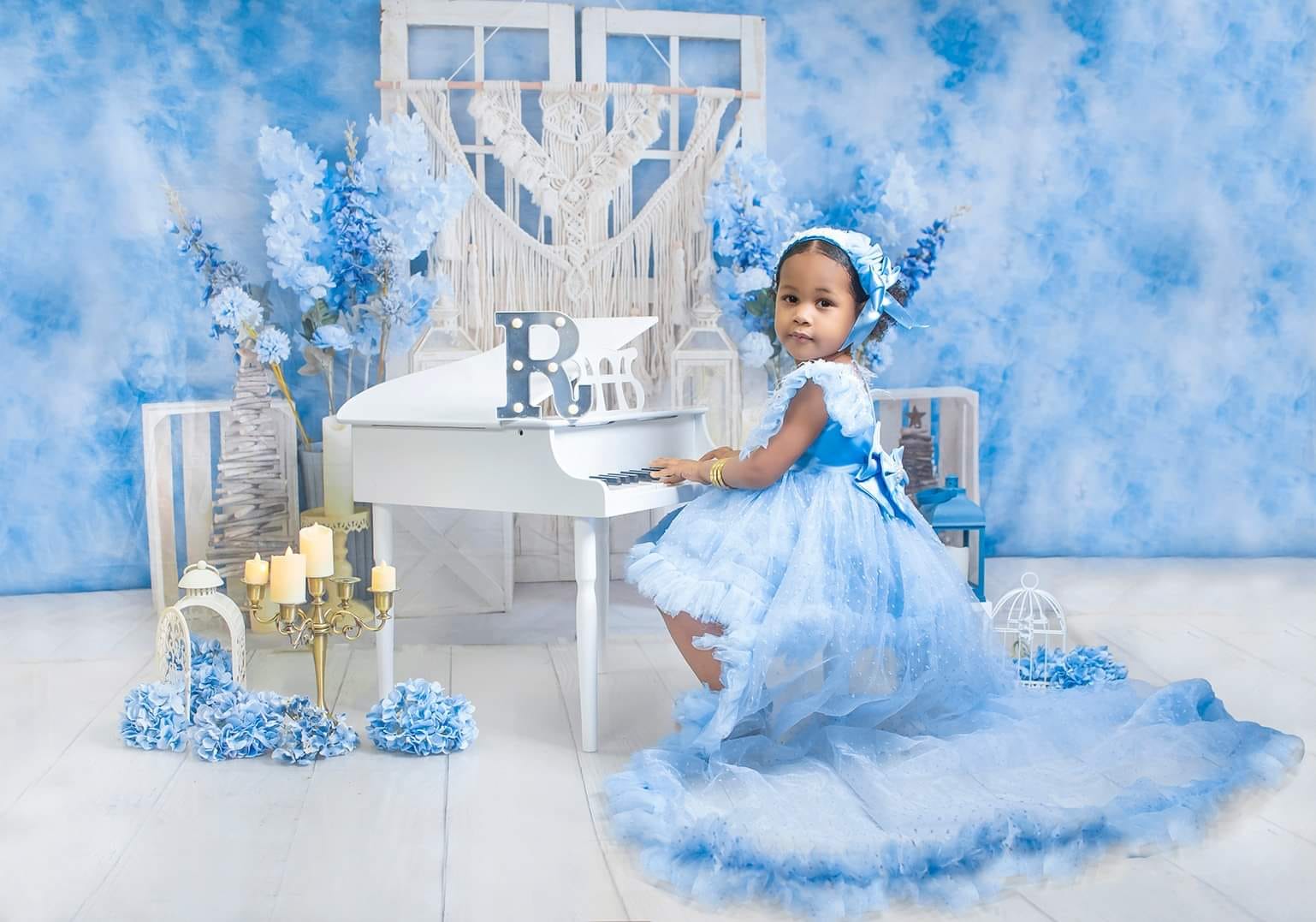 Kate Studio Porte Bohème Fleurs Bleu Toile de fond pour la photographie - Kate Backdrop FR