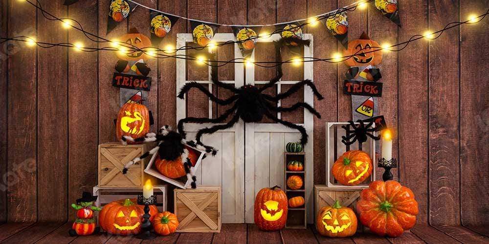 Kate Halloween Automne Citrouille Araignée Toile de fond conçu par Emetselch