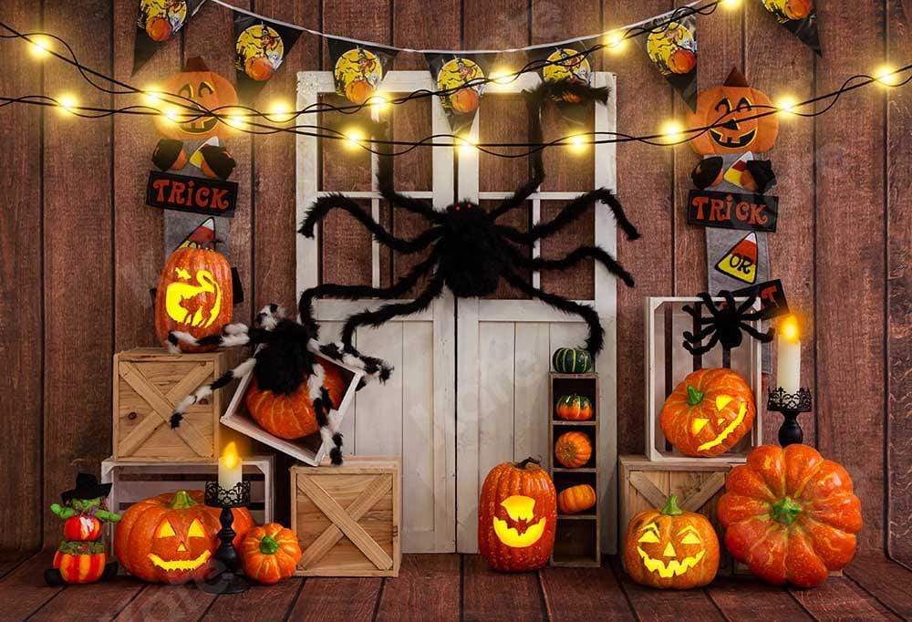 Kate Halloween Automne Citrouille Araignée Toile de fond conçu par Emetselch - Kate Backdrop FR