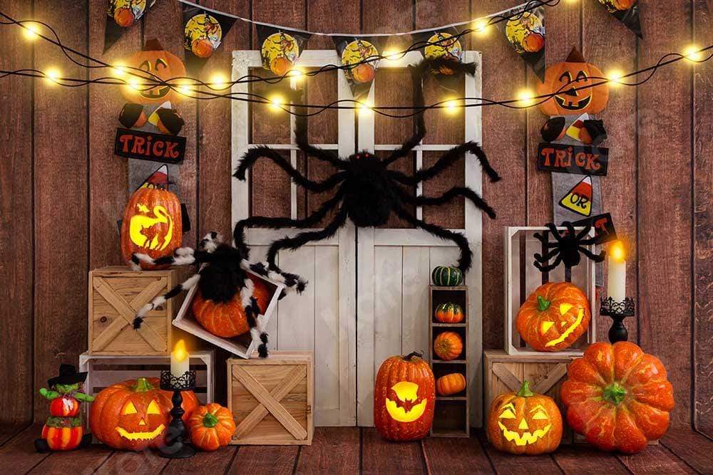 Kate Halloween Automne Citrouille Araignée Toile de fond conçu par Emetselch - Kate Backdrop FR